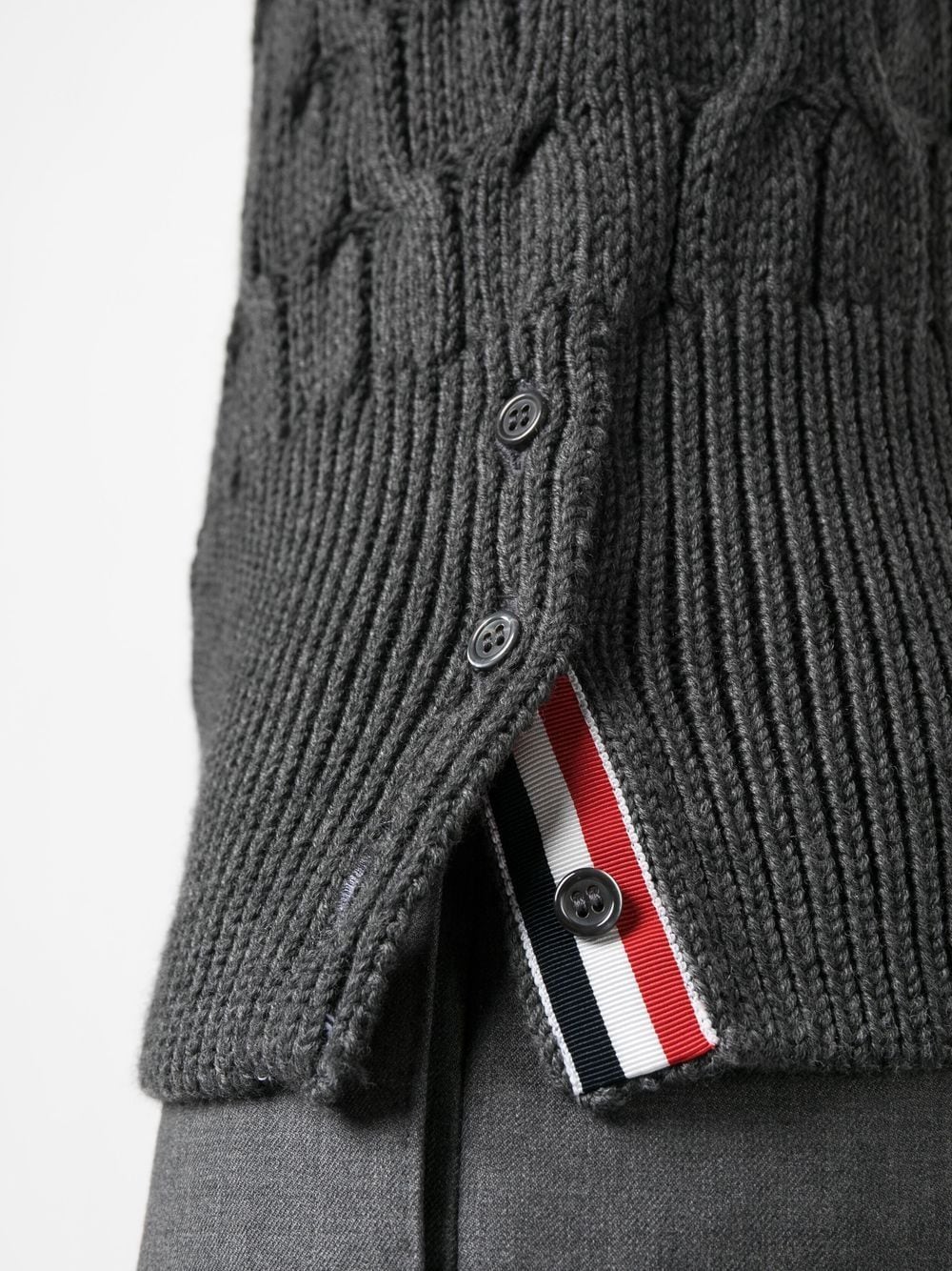 Shop Thom Browne Crisscross Cable-knit Jumper In Grey