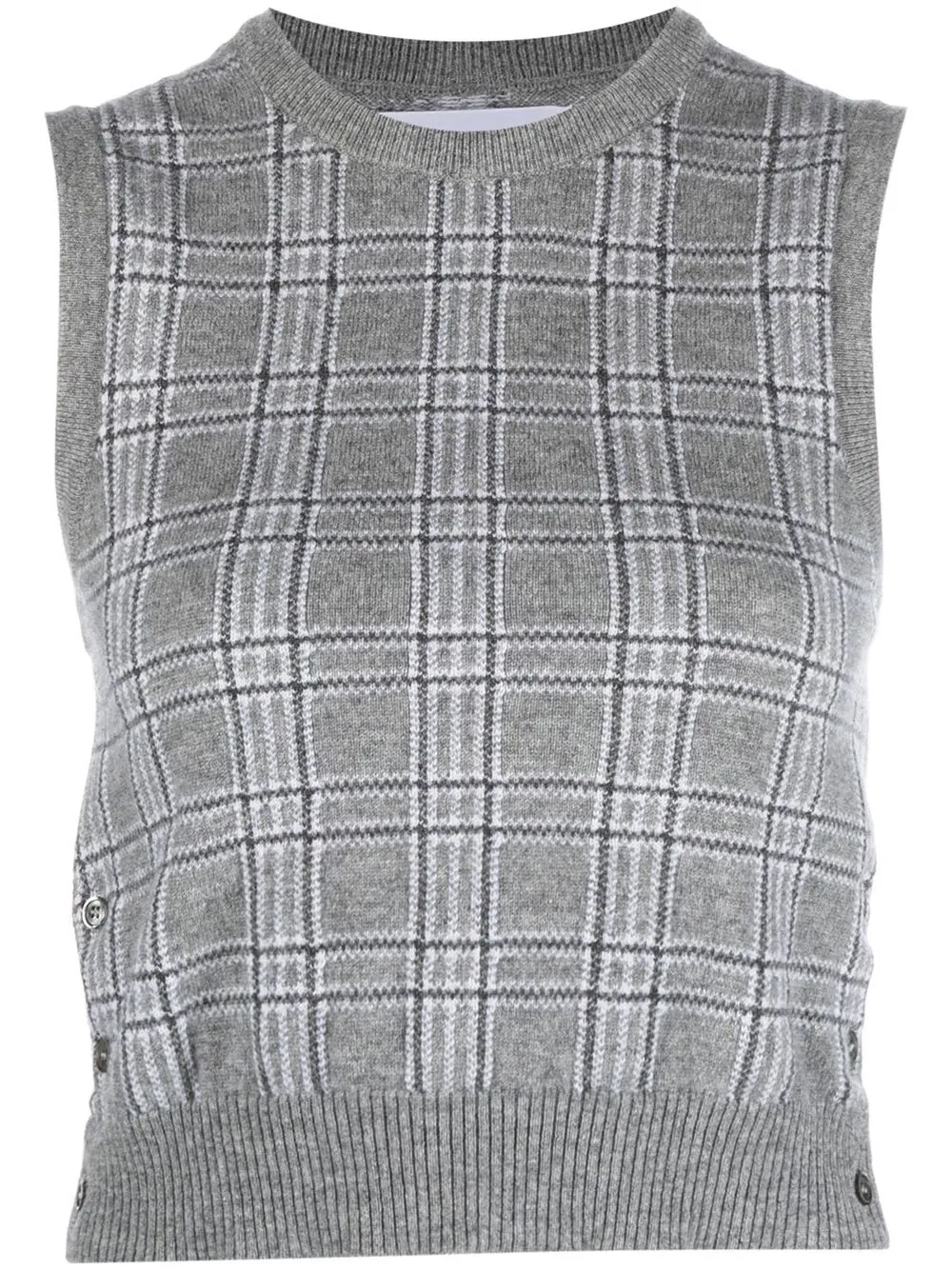 Thom Browne Pow Cropped Crew Neck Shell Top In Grey