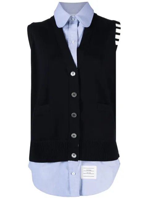 Thom Browne Milano stitch shirt vest combo