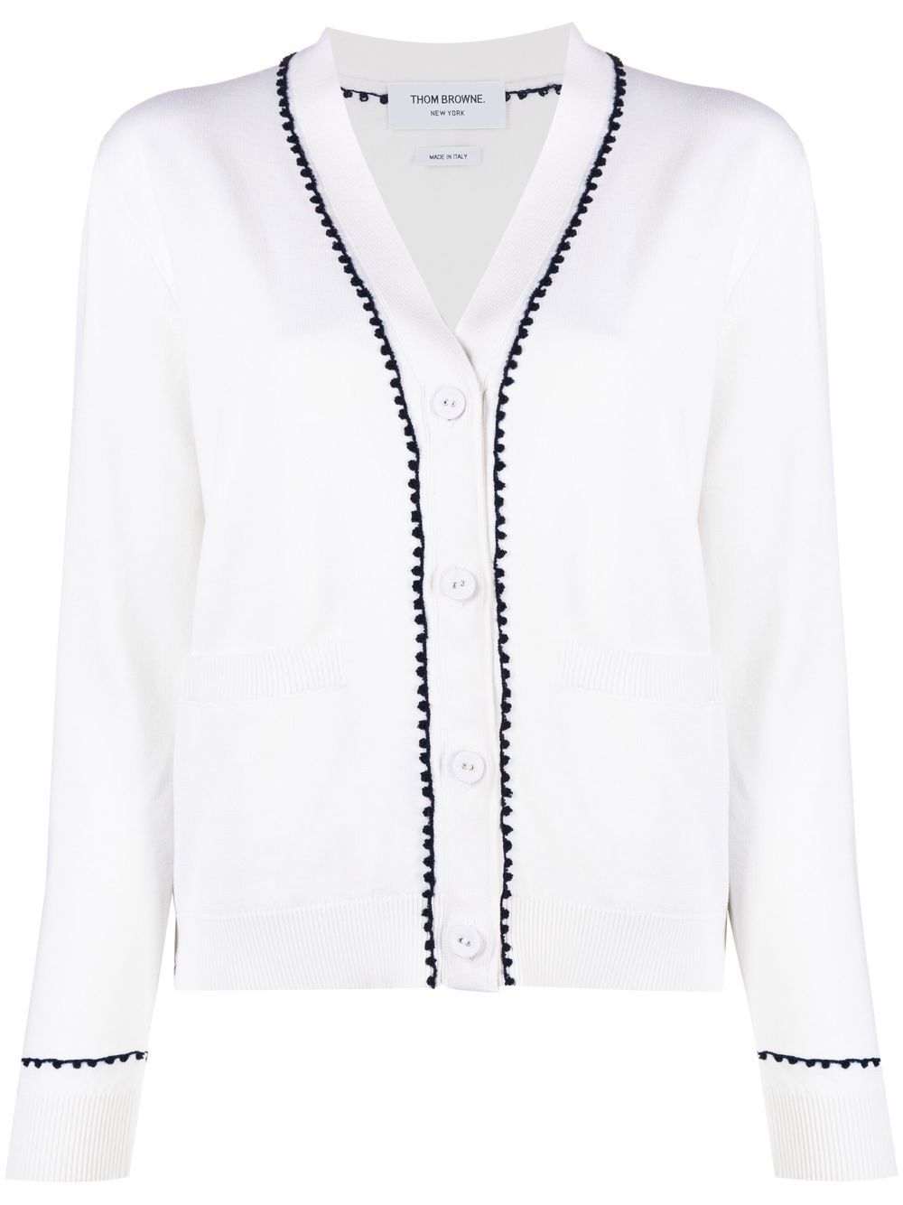 Thom Browne V-neck cotton cardigan - White