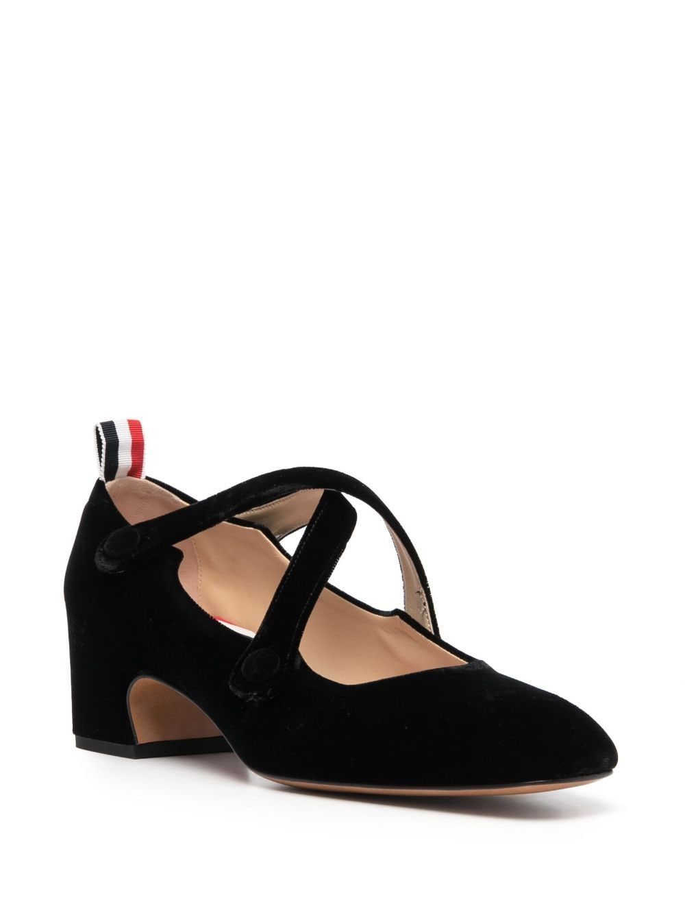 Shop Thom Browne 40mm Velvet Block-heel Sandals In Black