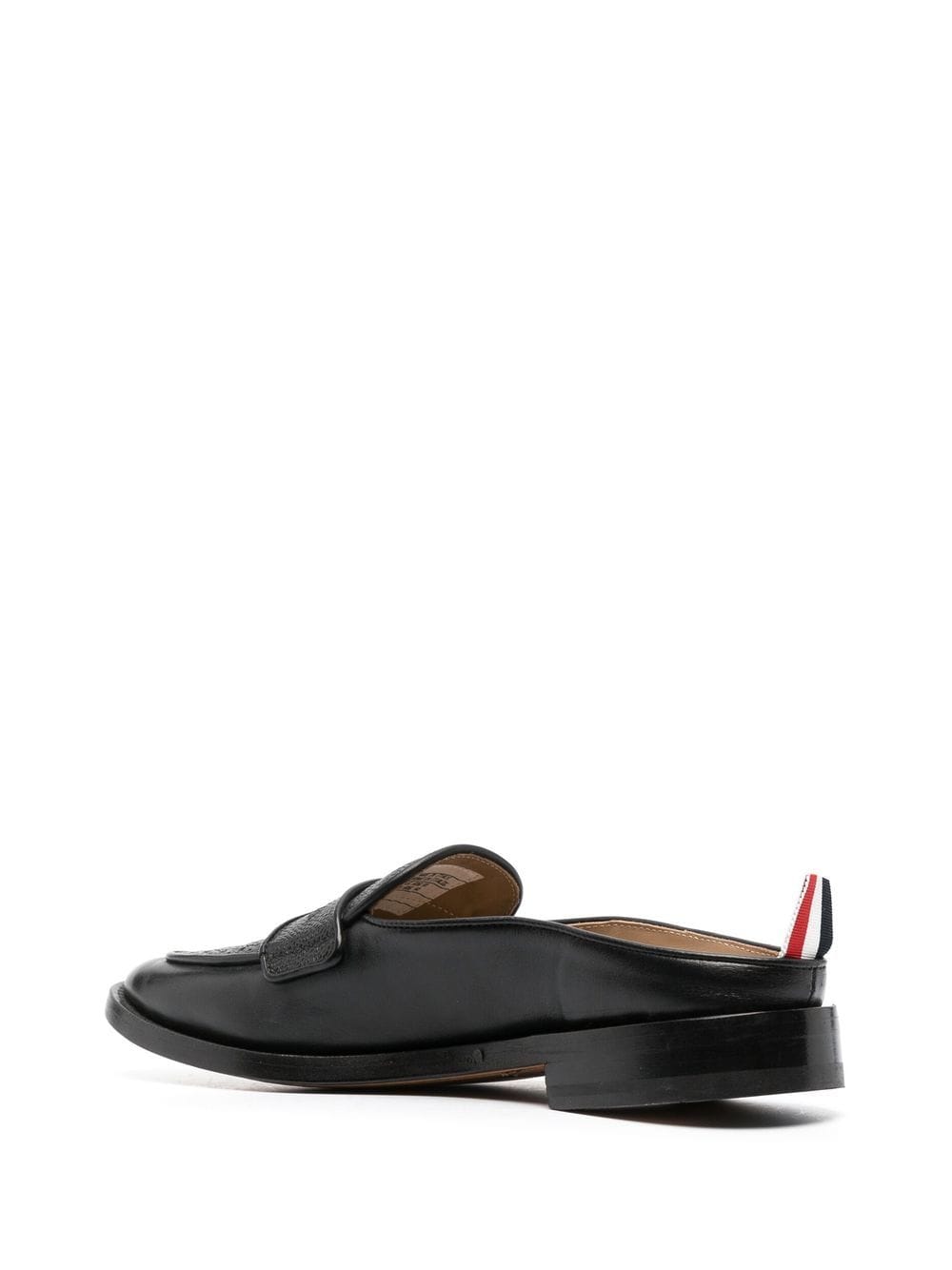 Shop Thom Browne Grained Leather Mule Loafers In Black