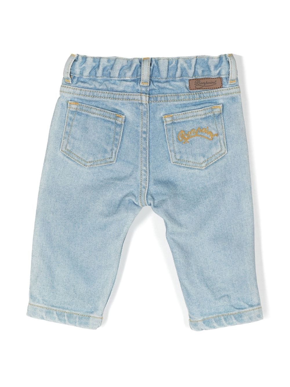 Shop Bonpoint Logo-embroidered Jeans In Blue