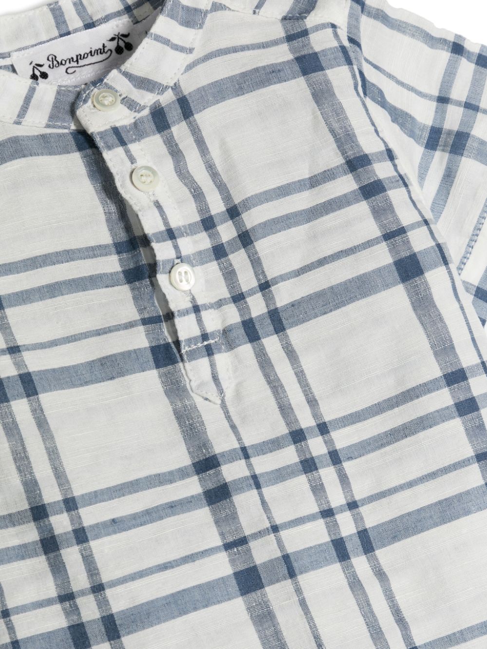 Shop Bonpoint Checked Short-sleeved Shirt In White