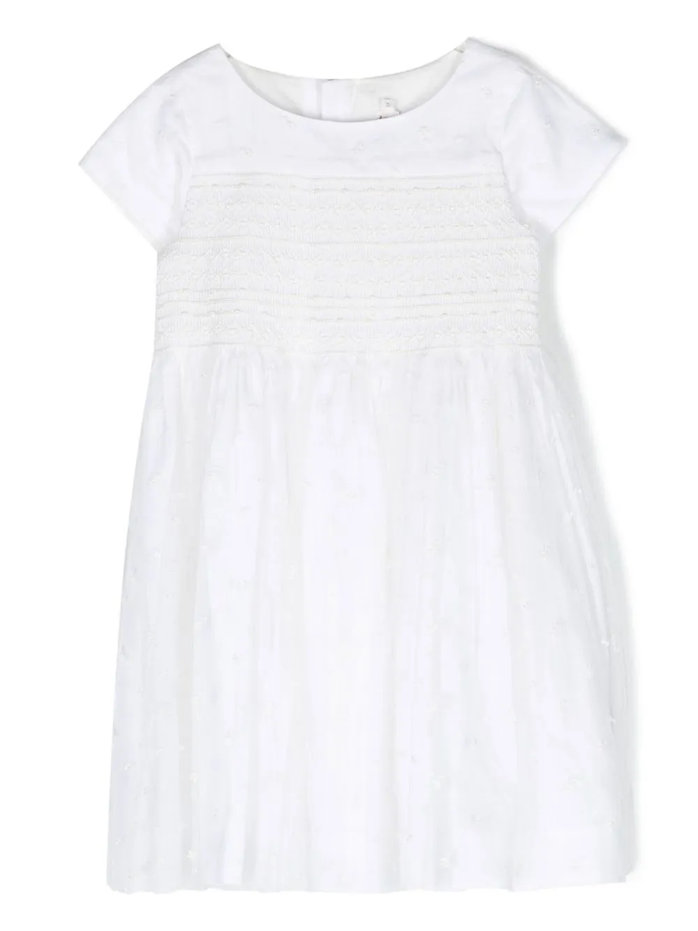 Bonpoint Gesmoktes Kleid mit Falten | Weiß | Image 1