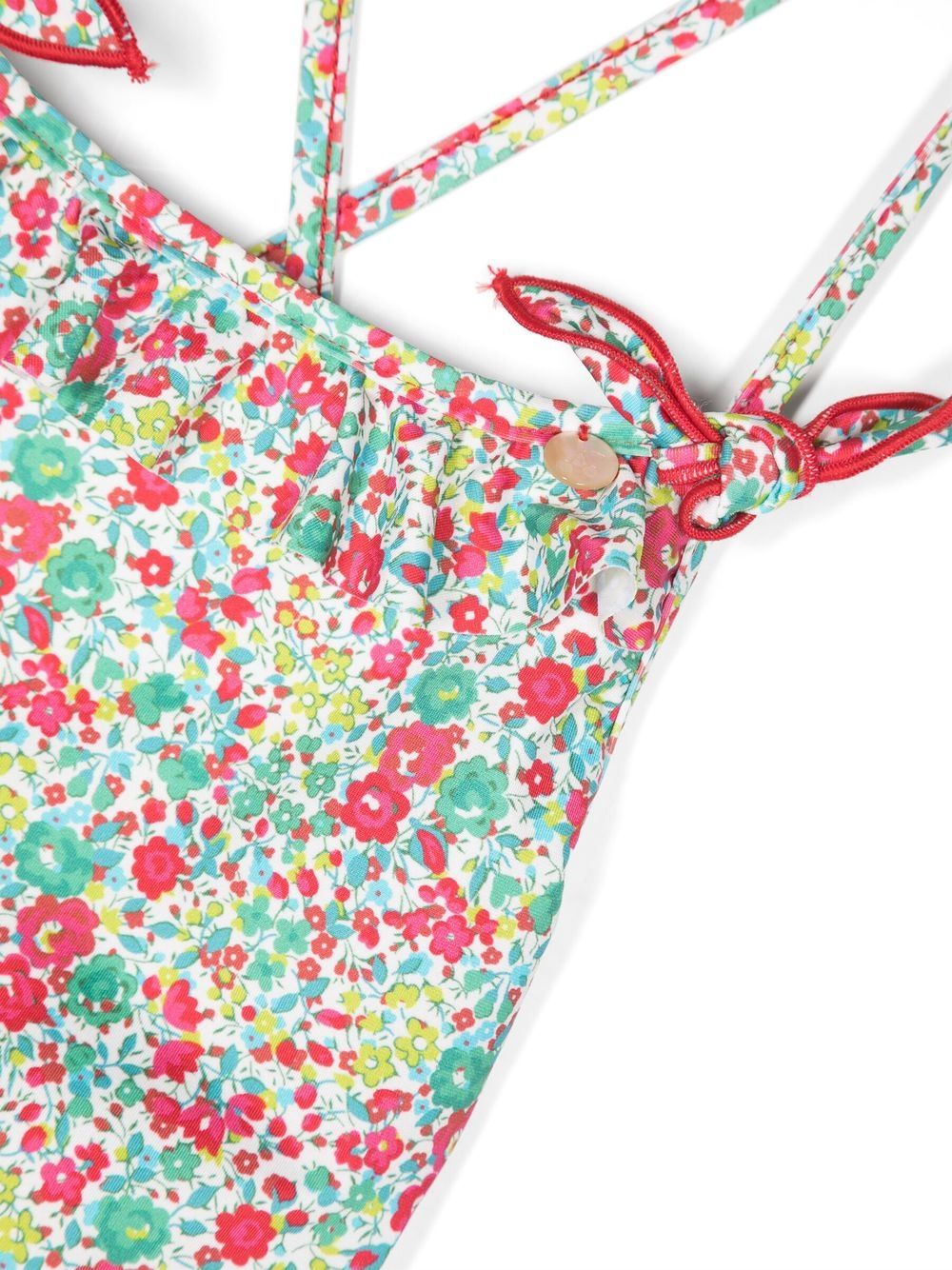 Shop Bonpoint Flora-print Swimsuit In Green