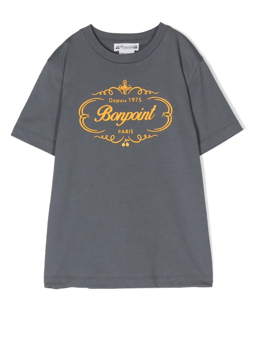 Bonpoint Kids' Logo Print Short-sleeve T-shirt In Grey