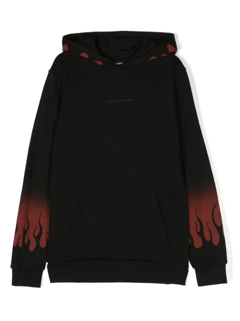 Vision Of Super Kids flame-print cotton hoodie