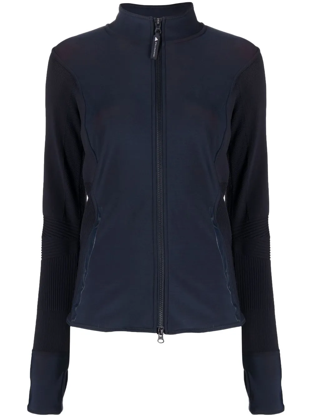 

adidas by Stella McCartney ribbed-detail zipped-up jacket - Blue