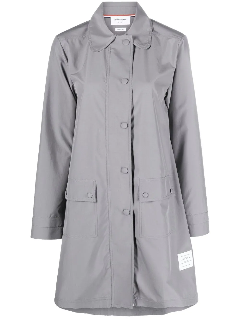 Thom Browne Round-collar Overcoat In Grey