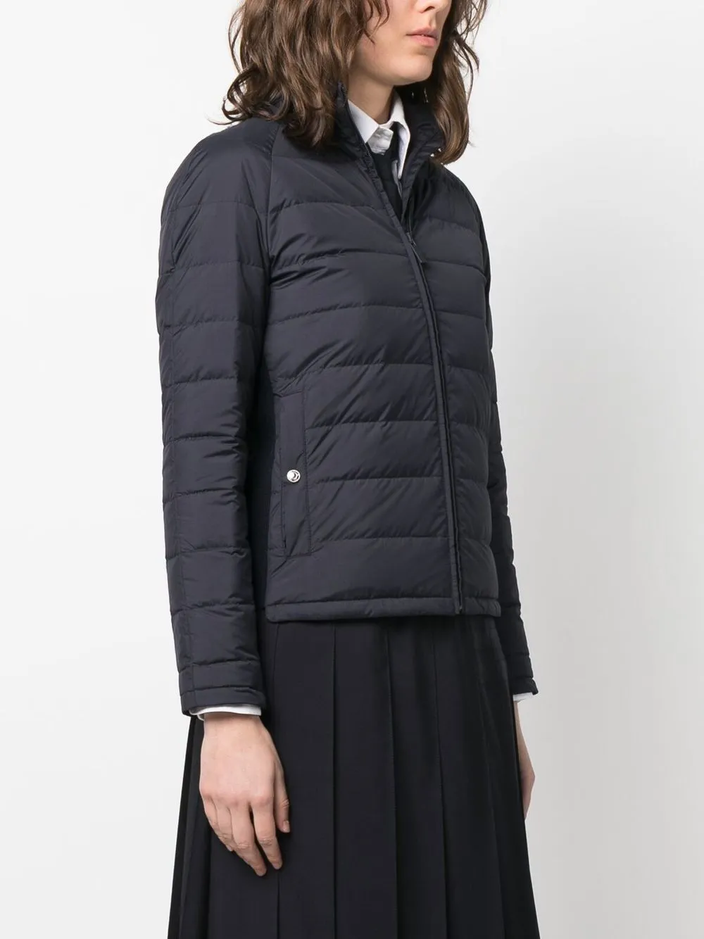 Shop Thom Browne Zipped-up Padded Jacket In Blue