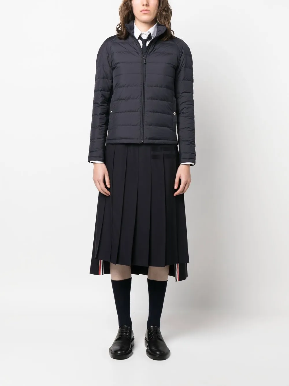 Shop Thom Browne Zipped-up Padded Jacket In Blue