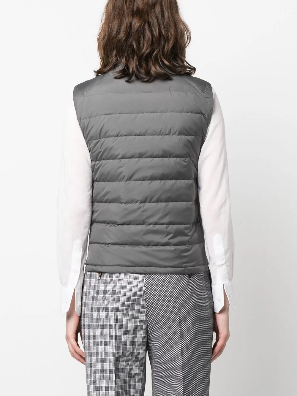 Thom Browne 4-bar Stripe Padded Gilet In Grey