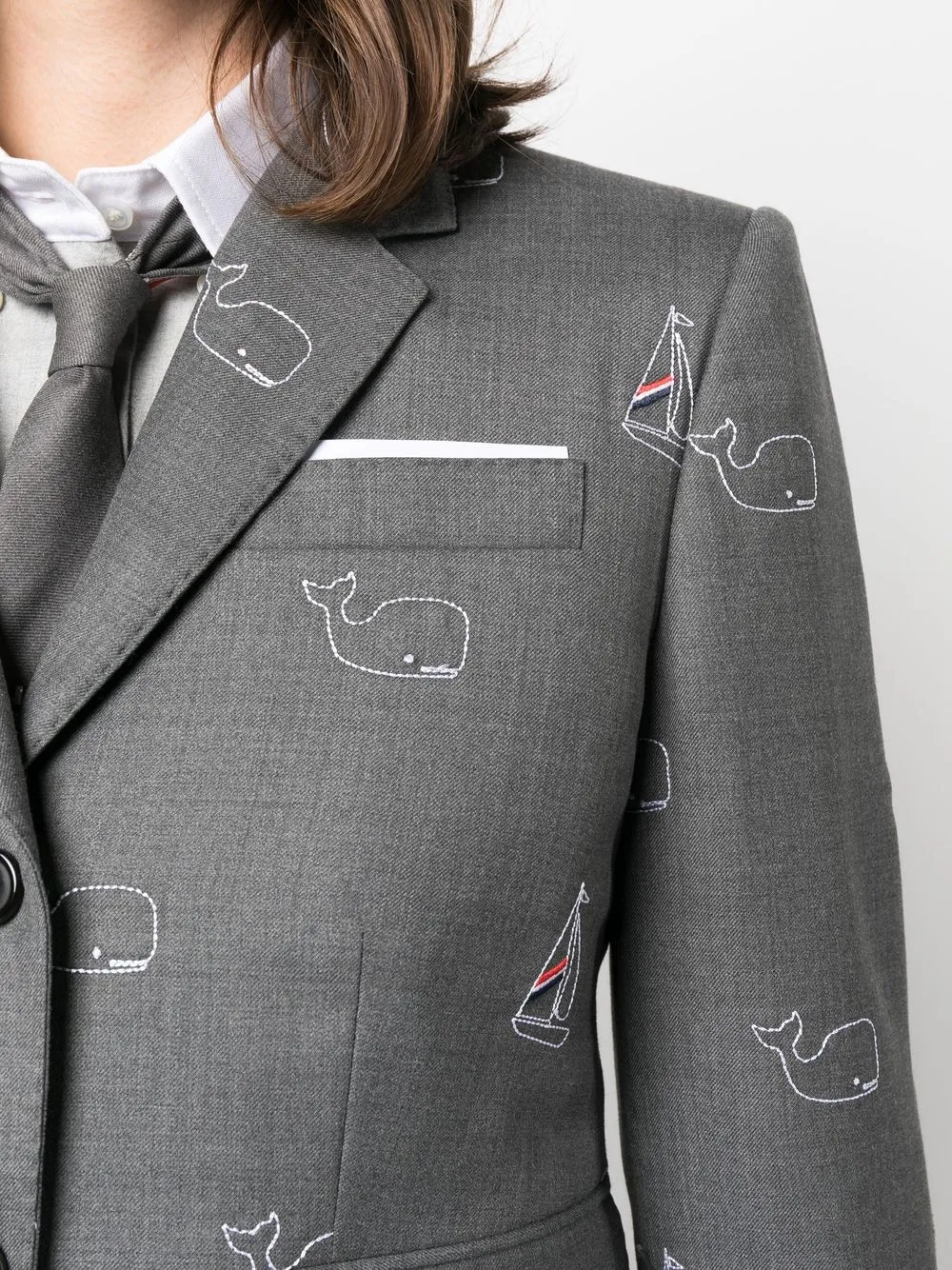Thom Browne Blazer met enkele rij knopen Grijs