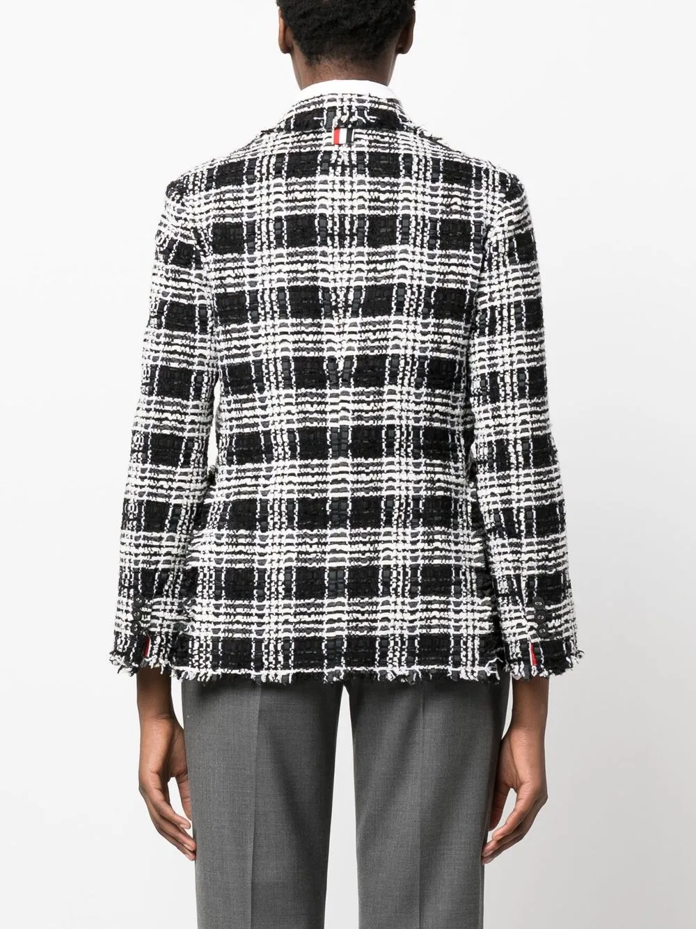 Shop Thom Browne Check-pattern Tweed Jacket In Black