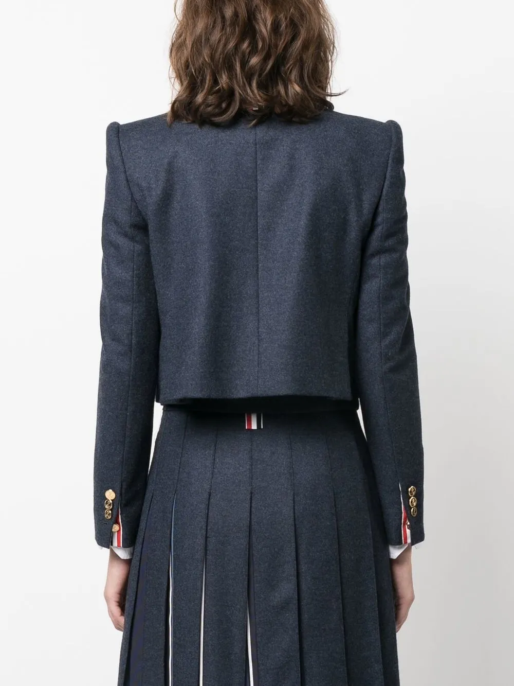Shop Thom Browne Cropped Single-breasted Blazer In Blue