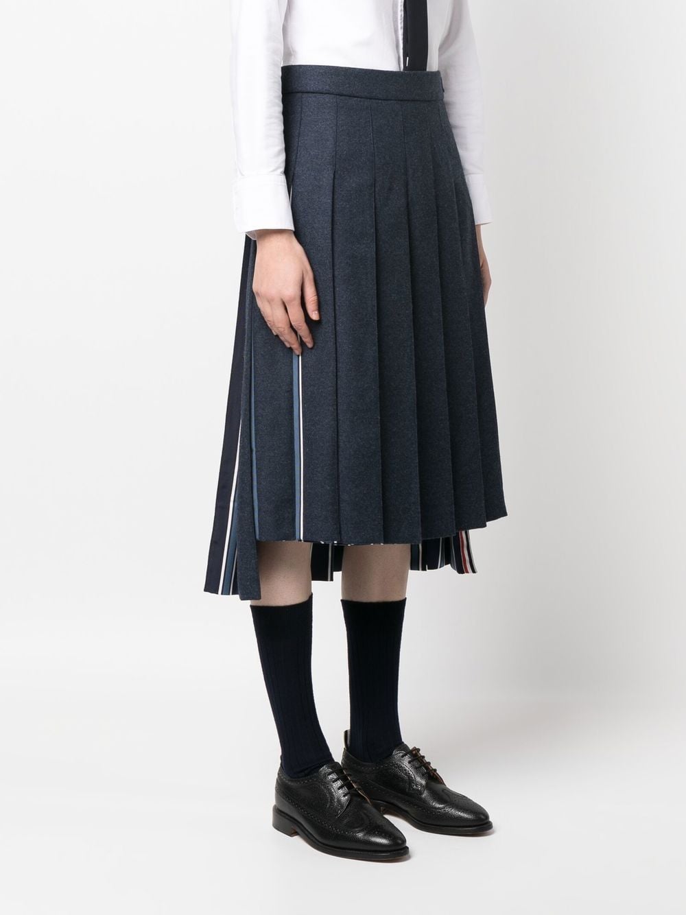 Shop Thom Browne Knee-length Pleated Skirt In Blue