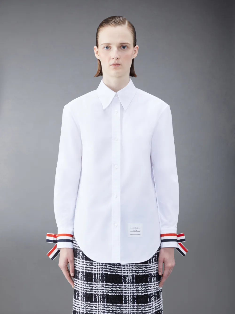 Thom Browne Contrast-cuffs Oxford Shirt In White