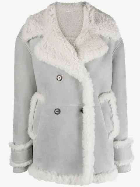 Thom Browne double-breasted shearling peacoat