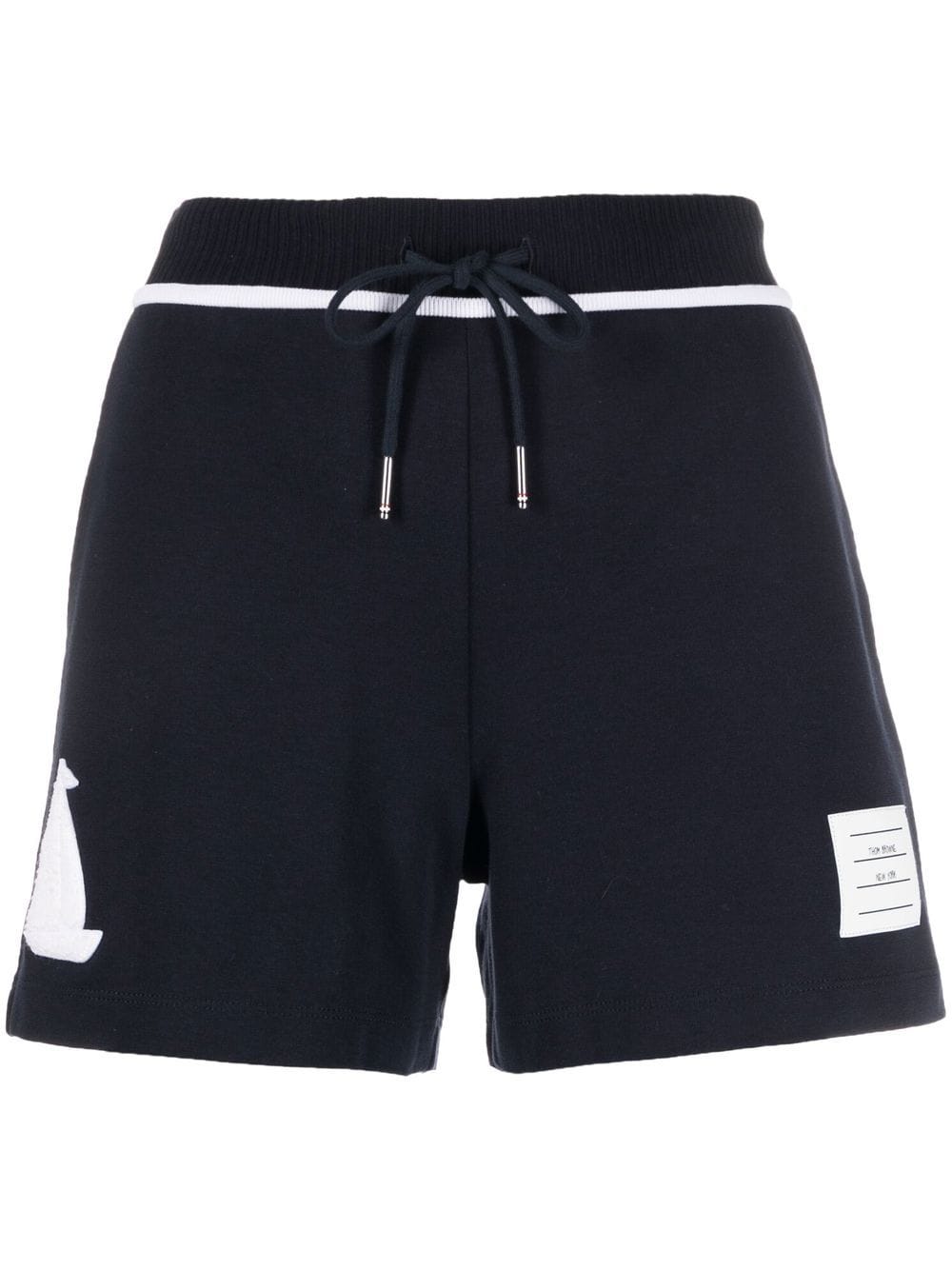 Thom Browne Logo-patch Sweat-shorts In Blue