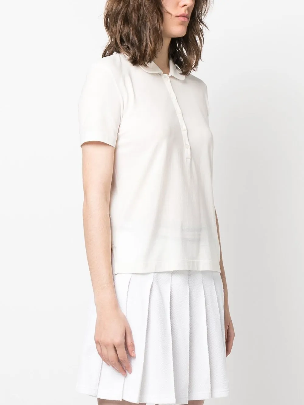 Thom Browne Logo-patch Detail Polo Top In White