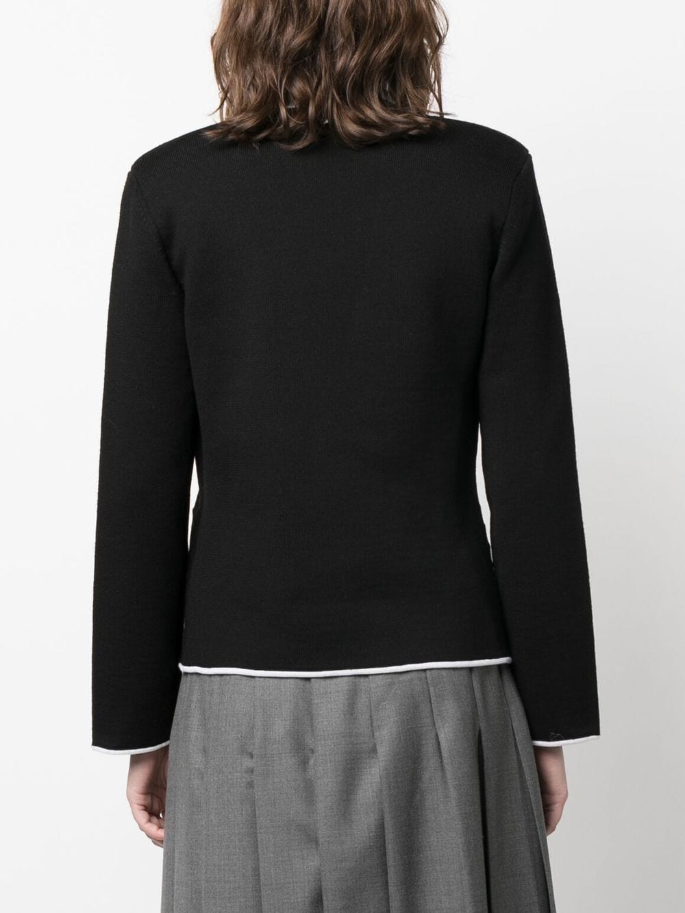Shop Thom Browne Contrasting-trim Collarless Jacket In Black