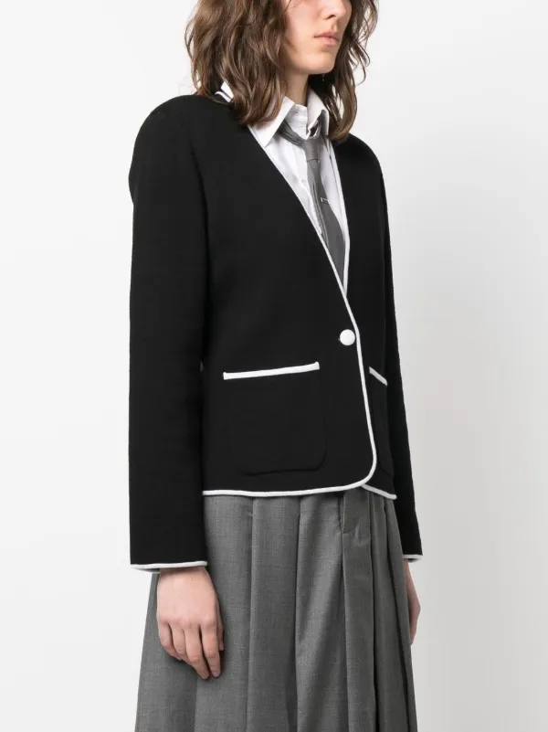 Thom Browne コントラストトリム ノーカラージャケット
