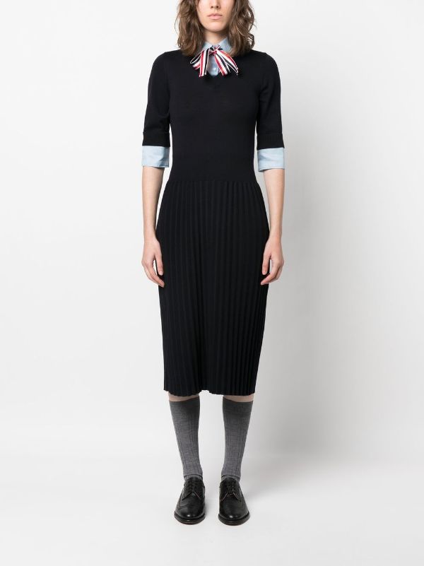 Thom Browne ribbon-tie layered-knit Dress - Farfetch