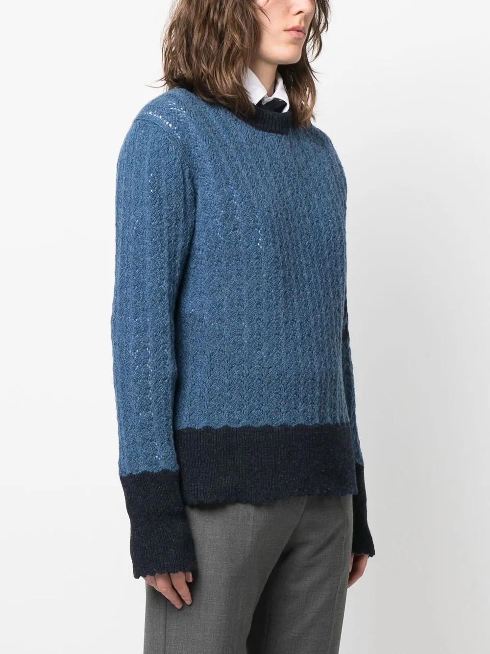 Thom Browne ケーブルニット セーター | ブルー | FARFETCH JP