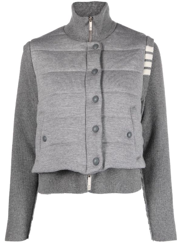 Thom Browne Reversible knit sleeve Padded Jacket Grey FARFETCH AE