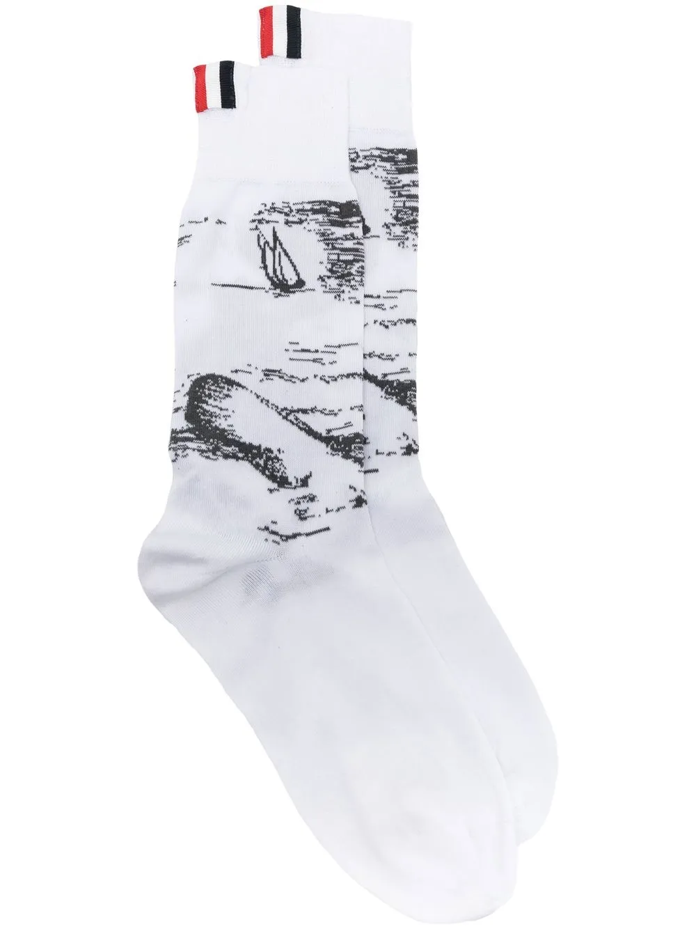 Thom Browne nautical toile intarsia socks - White
