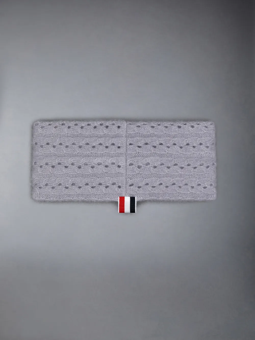 Thom Browne Wool Silk Cashmere Pointelle Cable Knot Headband In Gray