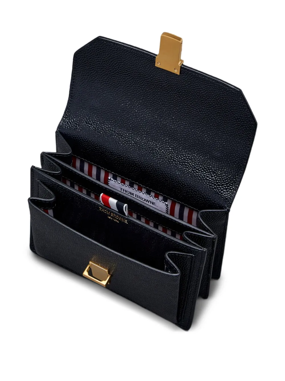 Thom Browne Shopper van bewerkt leer Zwart