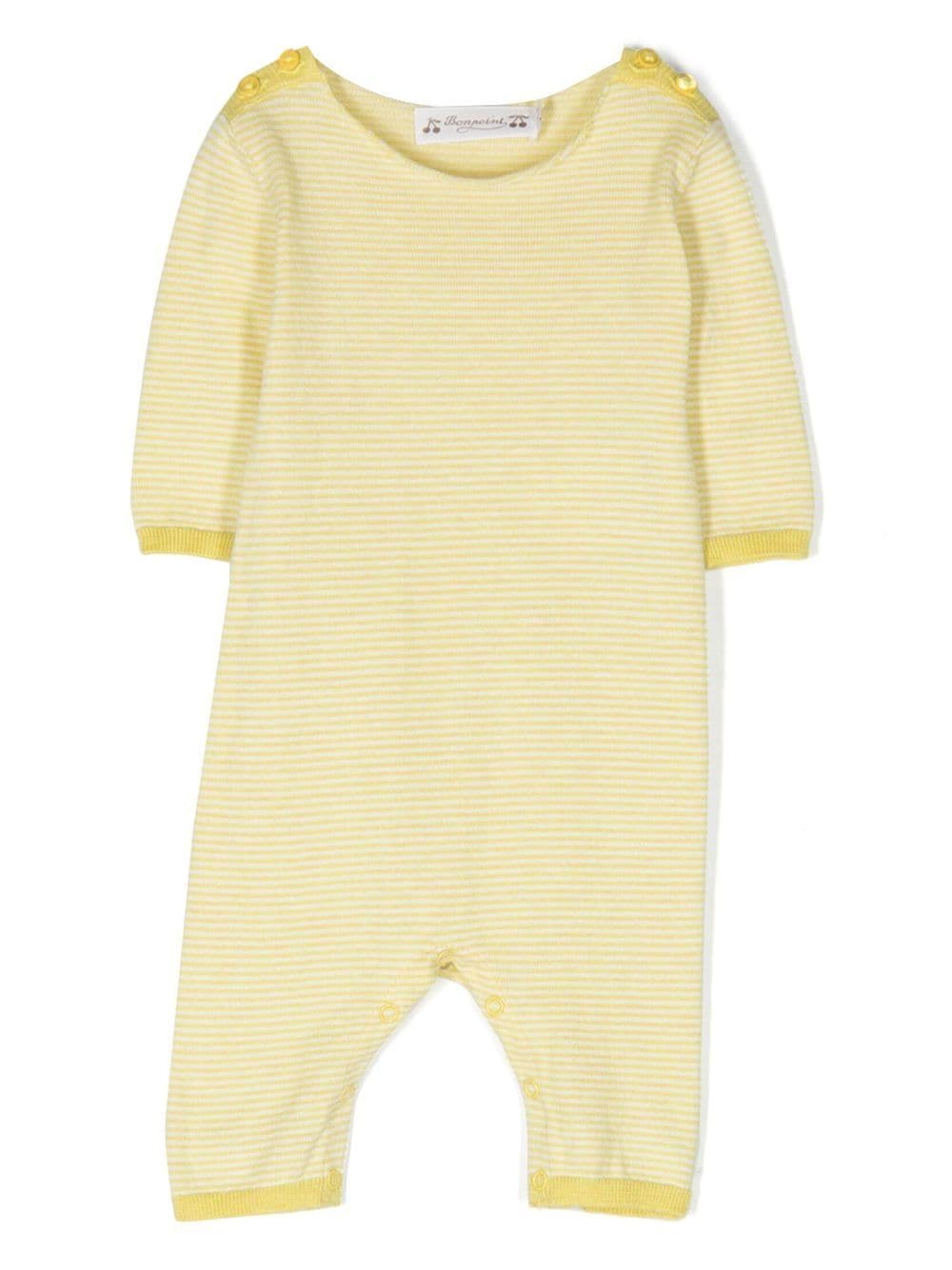 Bonpoint Babies' Striped Organic-cotton Romper In Yellow