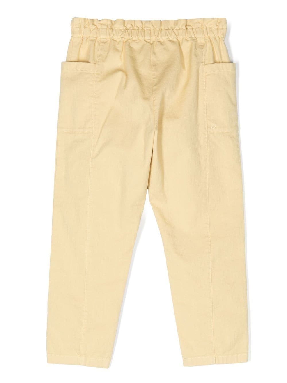 Shop Bonpoint Elasticated Waist Tapered Trousers In Yellow