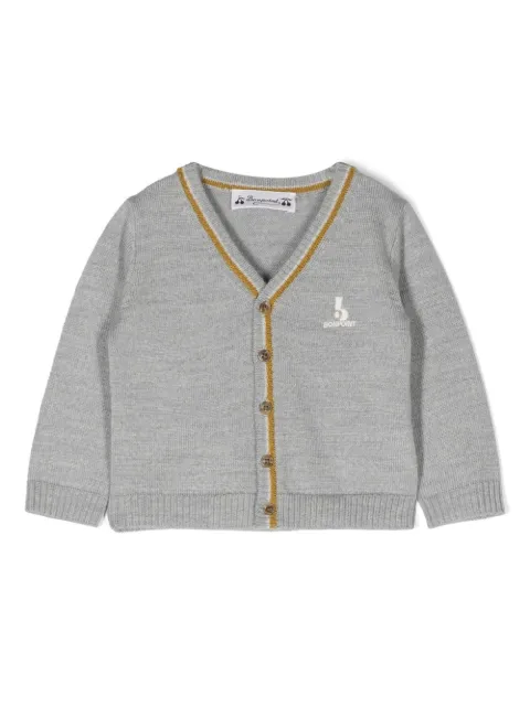 Bonpoint embroidered-logo striped cardigan 