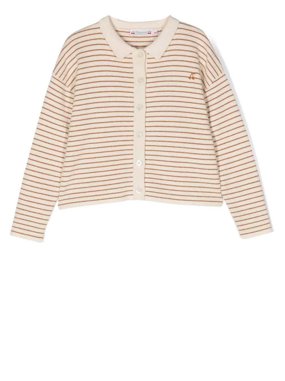 BONPOINT CECILE STRIPED POINT-COLLAR CARDIGAN