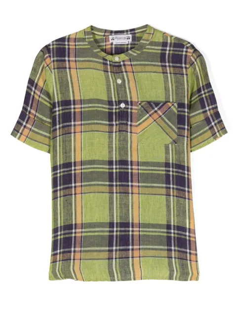 Bonpoint Camicia tartan senza colletto