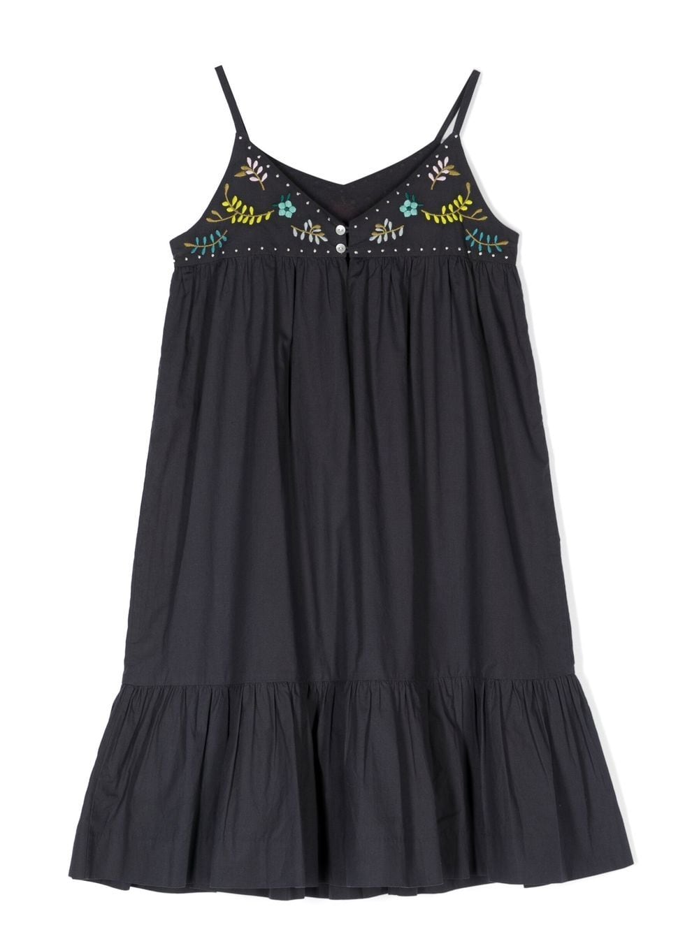 Shop Bonpoint Anya Embroidered Smock Dress In Blue