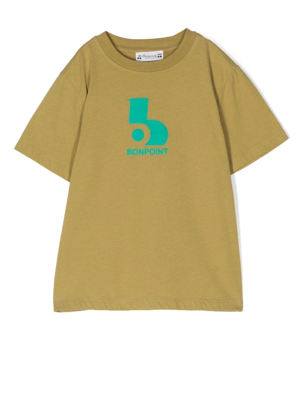 Bonpoint Kids' Logo Print Short-sleeve T-shirt In Green