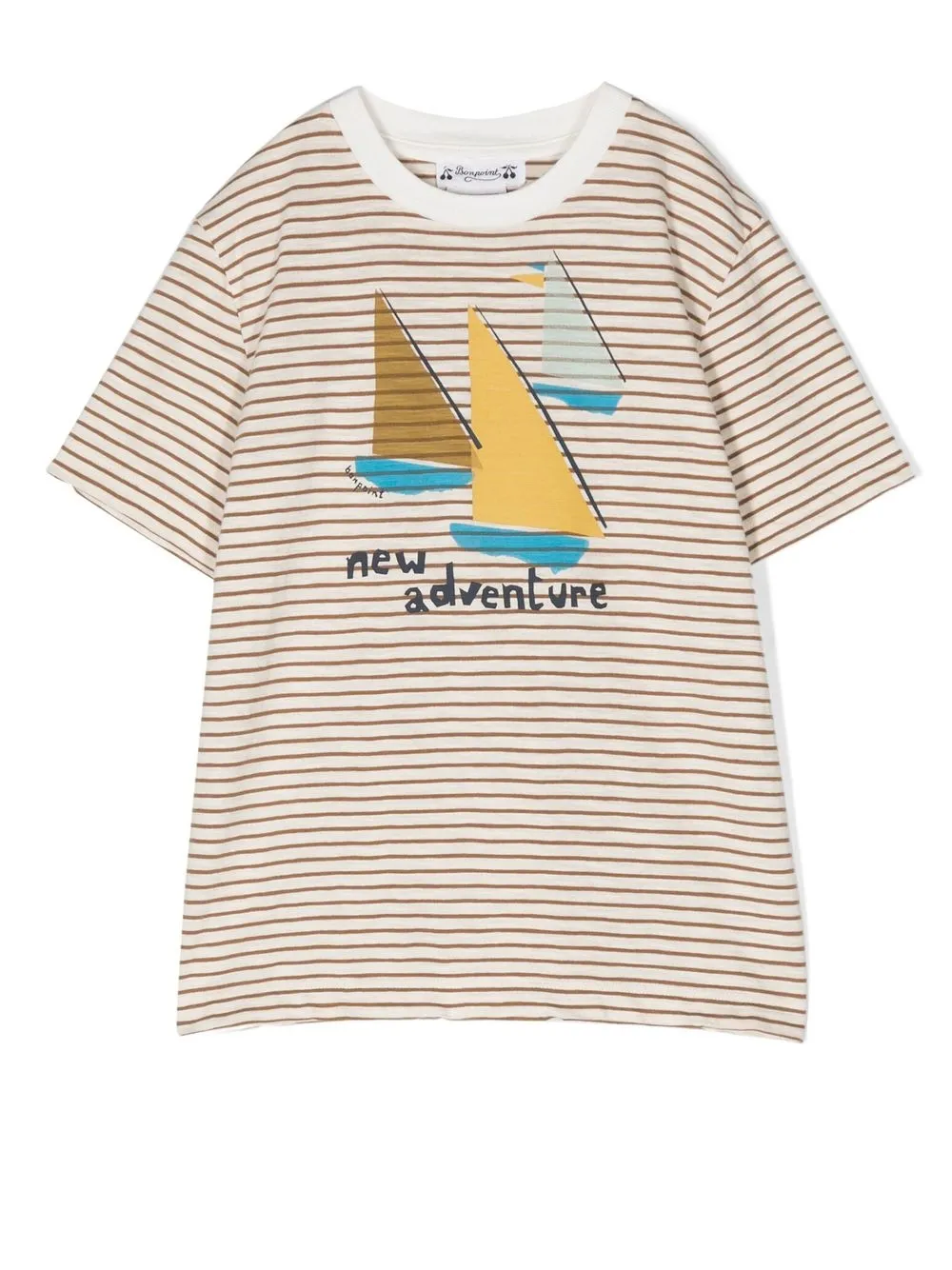 Bonpoint Kids' Stripe Pattern Short-sleeve T-shirt In Neutrals