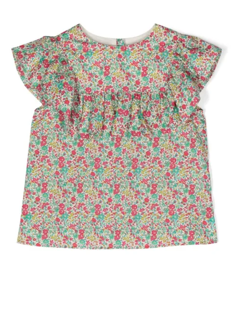 Bonpoint floral-print ruffled blouse