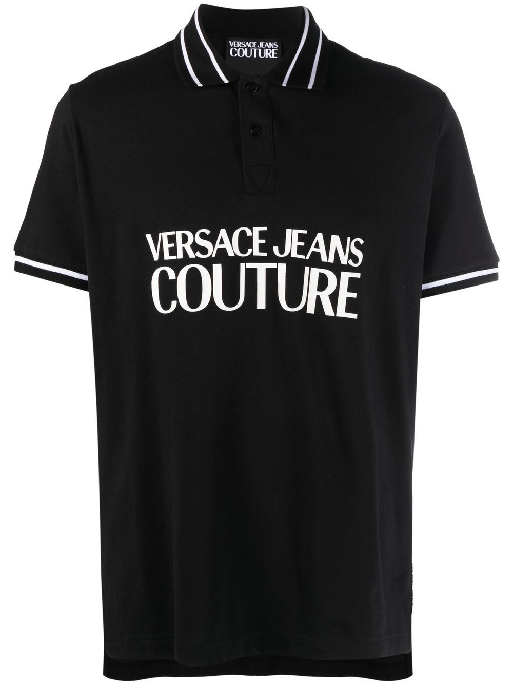 Shop Versace Jeans Couture Logo-print Cotton Polo Shirt In 黑色