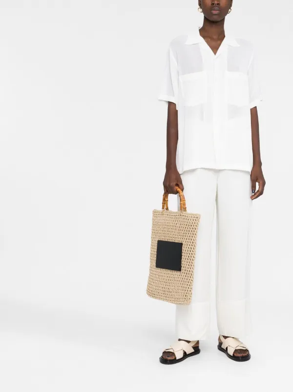 Jil Sander Woven bamboo-handle Tote Bag | Neutrals | FARFETCH CA
