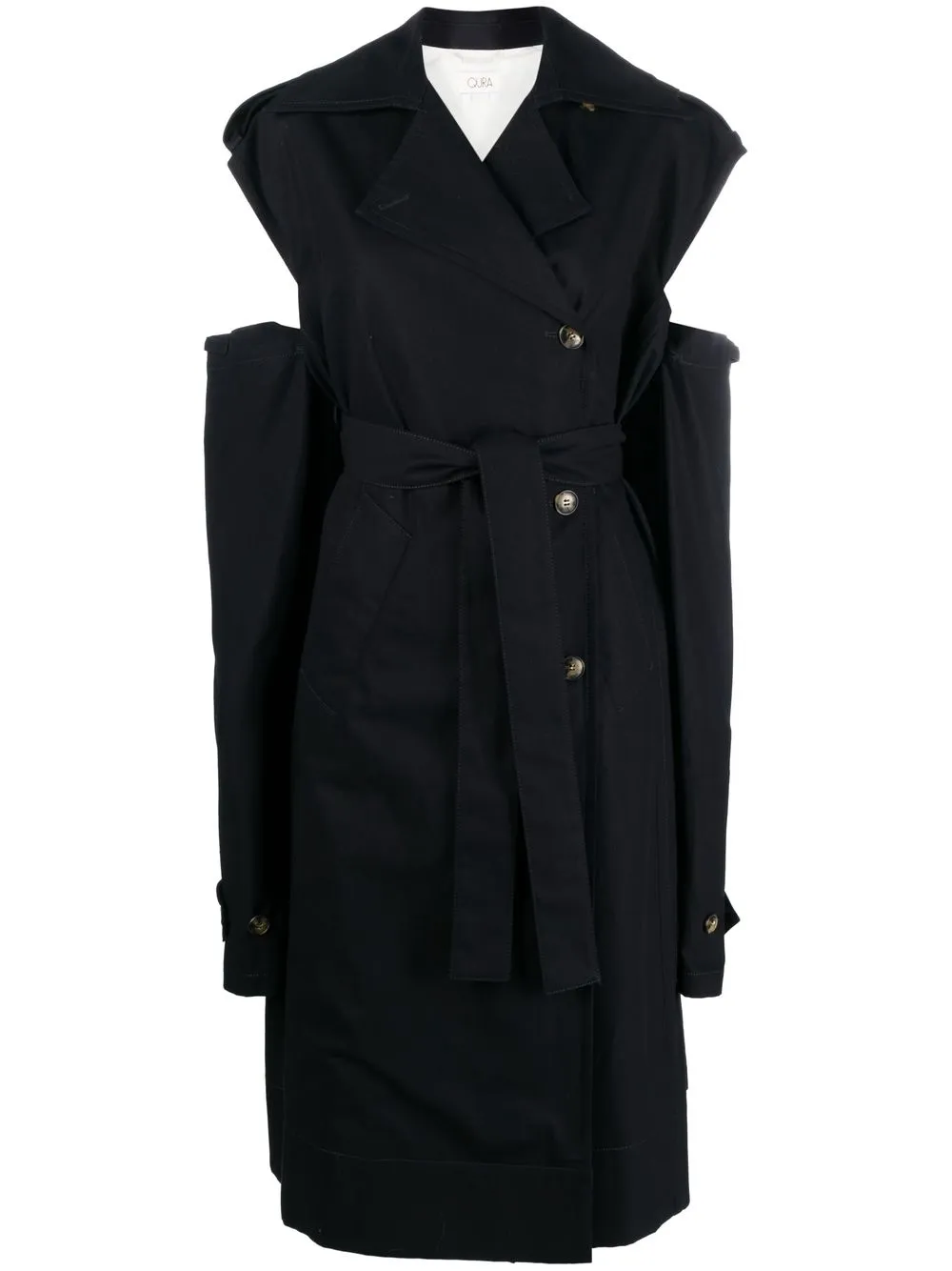 

QUIRA belted-waist trench dress - Blue