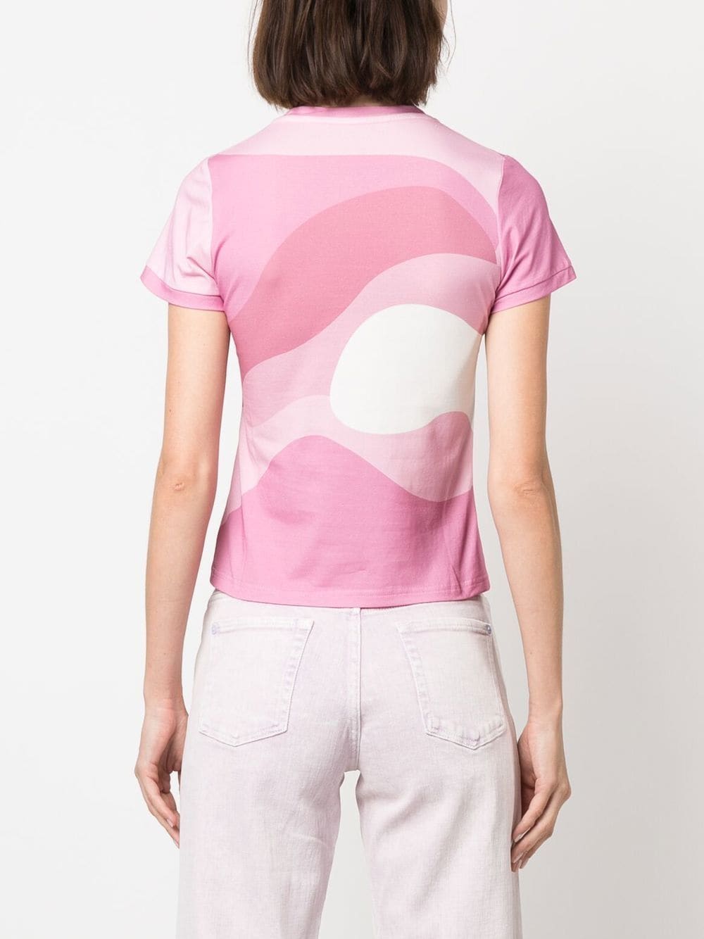 Shop House Of Sunny Wave-print Short-sleeve T-shirt In Pink