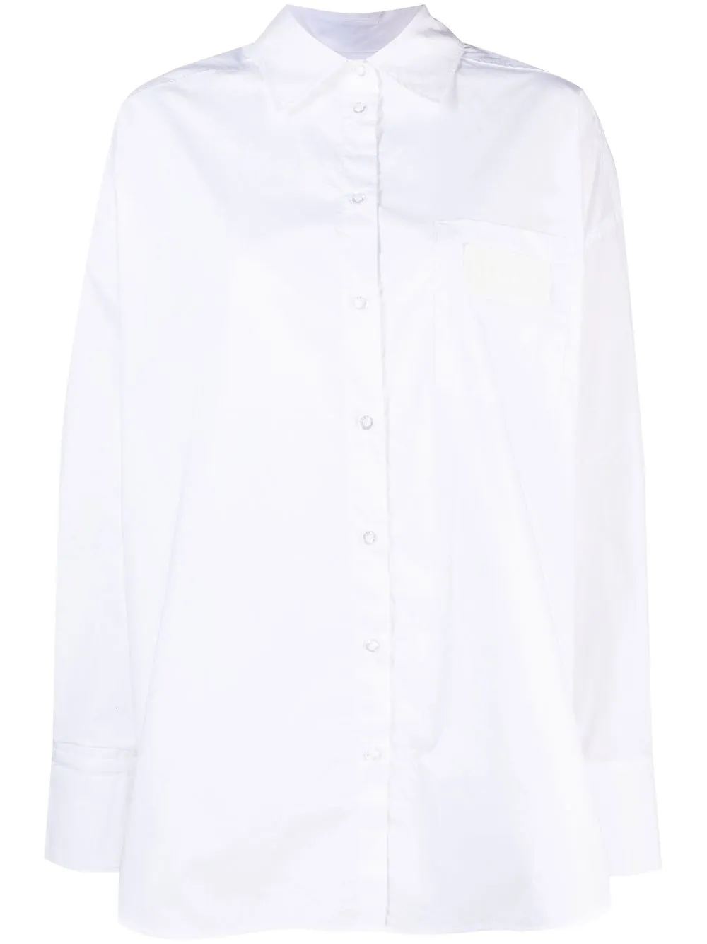 

REMAIN logo-patch long-line shirt - White