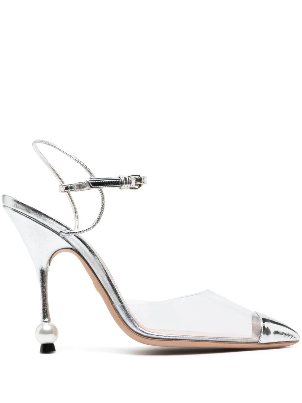 

Giambattista Valli 120mm pearl-heel panelled pumps - Silver