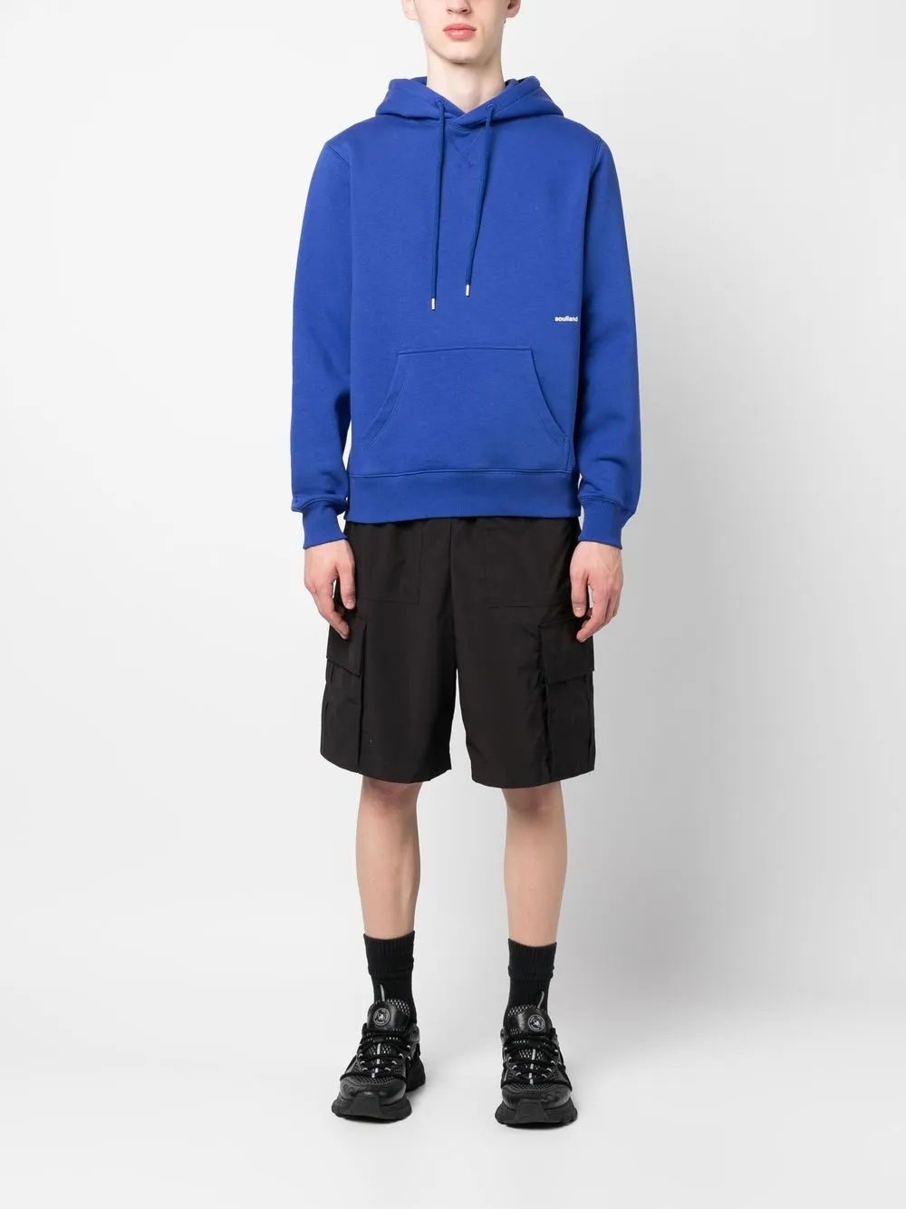 Soulland Hoodie met logoprint - Blauw