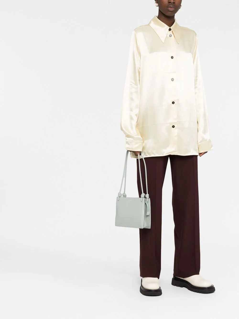 Jil Sander Leren schoudertas - Groen